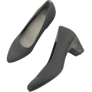 EILEEN FISHER Kiss Knit Pump Suede Heel Size 8.5 Charcoal Grey NWOB